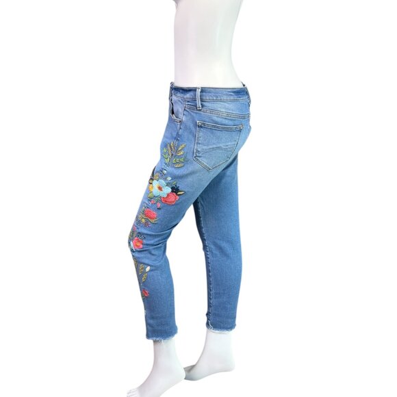 Driftwood Jackie Floral Embroidered Mid-rise Skinny Jeans Blue Denim Size 29 - Picture 4 of 11